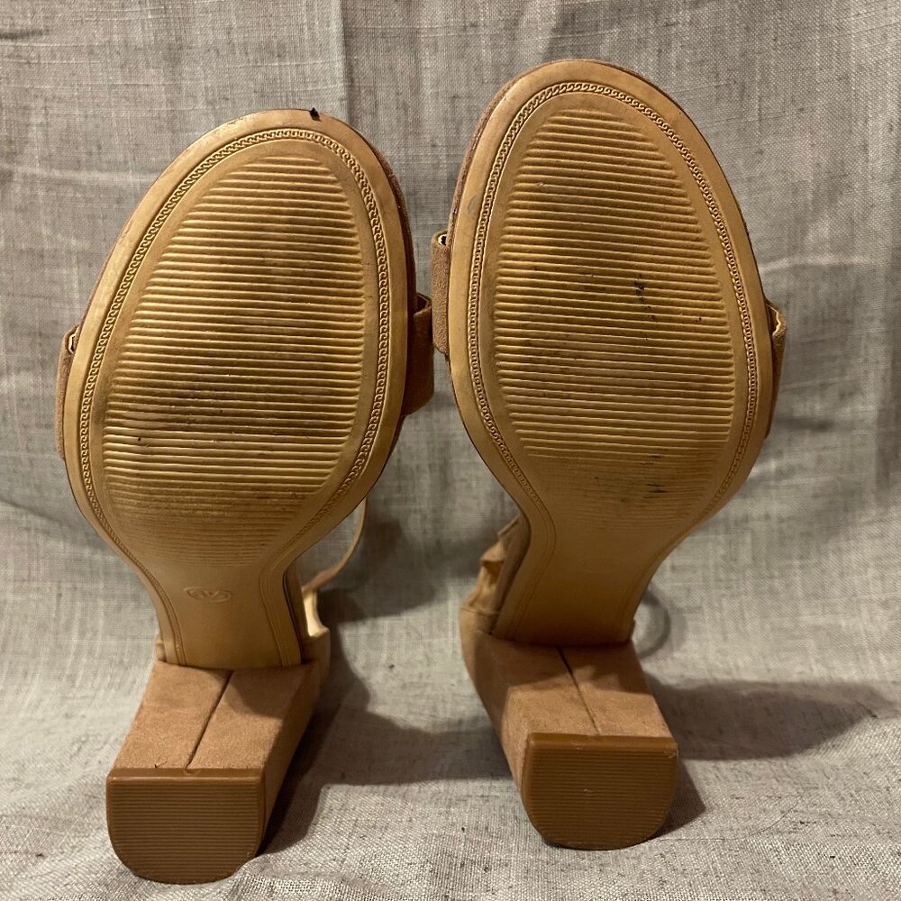 Womens A New Day Taupe Suede Open Toe Heels - Picture 5 of 6